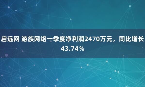 启远网 游族网络一季度净利润2470万元，同比增长43.74％